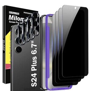 Milomdoi Samsung Galaxy S24 Plus Tempered Glass Screen/Camera Protectors 4 Pack